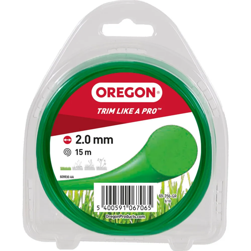 Oregon trimmertråd 2,0 mm x 15 m grön