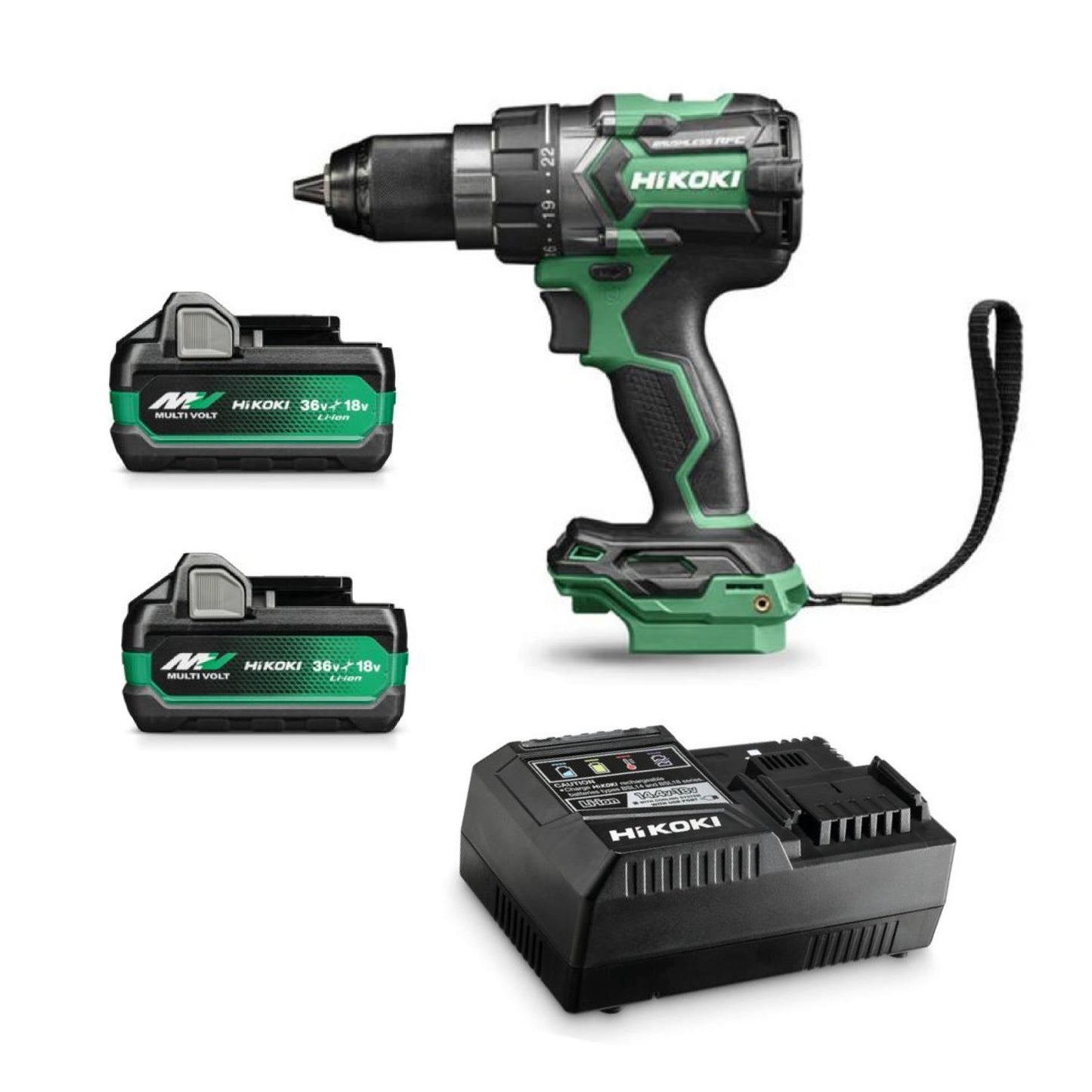 HIKOKI BORRSKRUVDRAGARE DS18DE Batteripaket 36V, Multi Volt 2st Multi volt batterier inkl. laddare.Begränsat antal