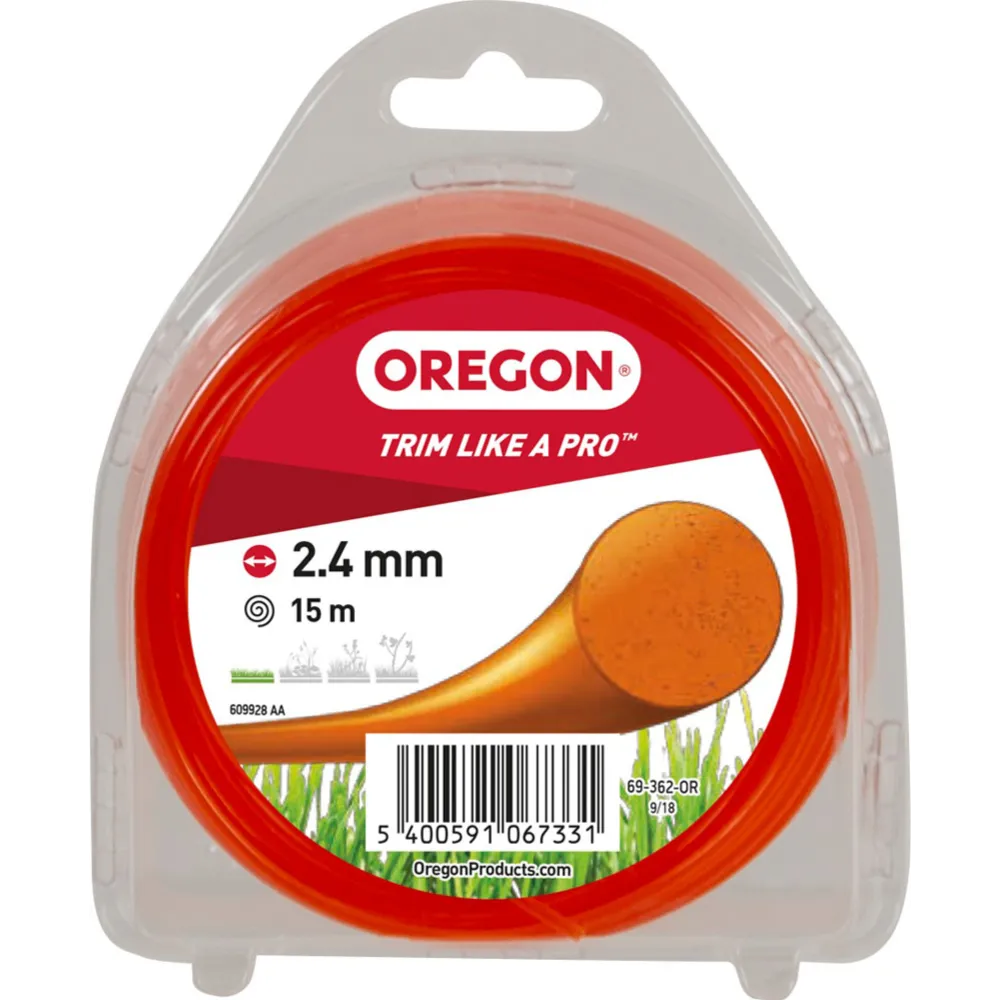 Oregon trimmertråd 2,4 mm x 15 m orange
