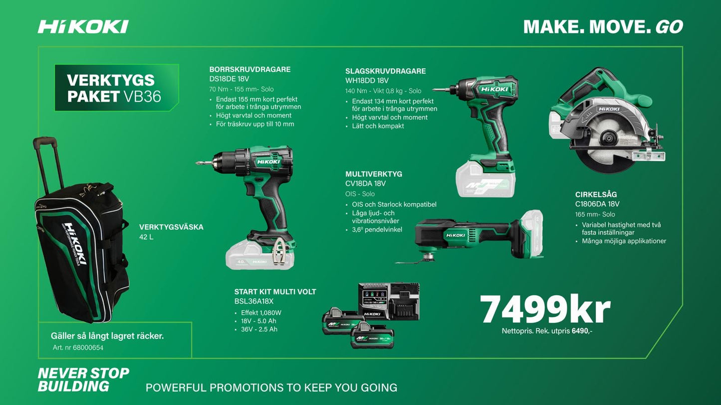Hikoki VERKTYGSPAKET VB34 M/4 MASKINER Begränsat antal