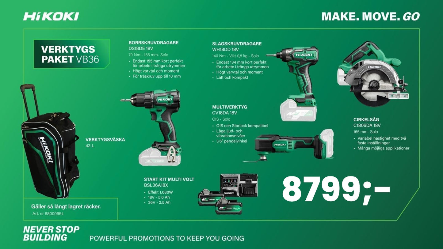 Hikoki VERKTYGSPAKET VB34 M/4 MASKINER Begränsat antal
