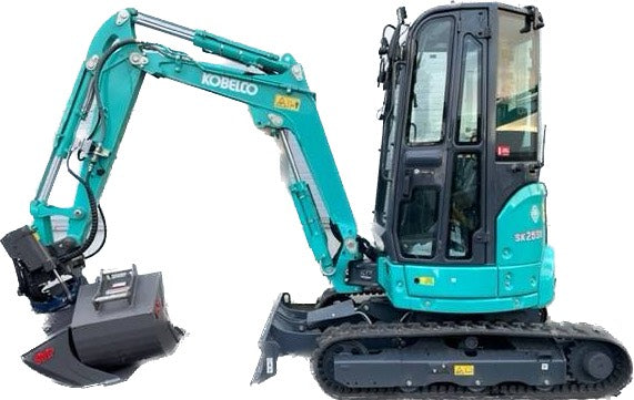 Hyr Kobelco sk25SR (Cirka 2,7 Ton) MED ROTOTILT, planeringsskopa Fri transport vid minst 2 dgr