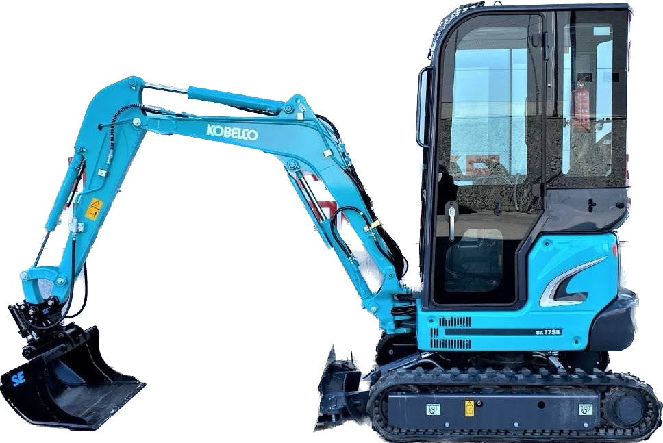 Hyr Kobelco SK17SR med planeringskopa (1,7 Ton) fraktfritt vid bokning minst 2dagar