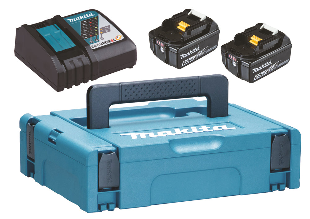 Makita Powerpack LXT® 2 st 6,0 Ah Li-ion batterier, 1 st snabbladdare samt MAKPAC.