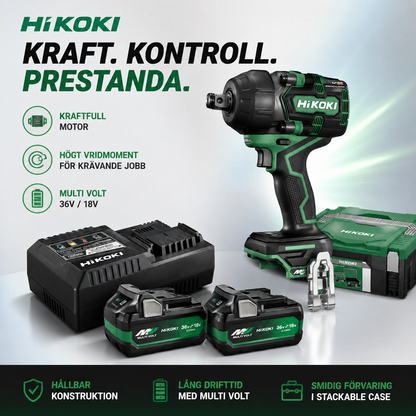 HiKOKI WR36DE Mutterdragare 36V Multi Volt 36V/18V & Snabbladdare