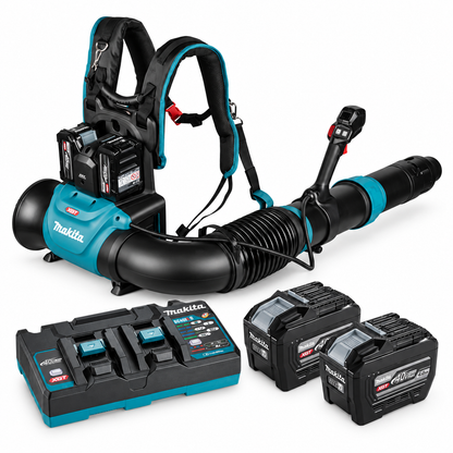 Makita UB004G XGT 40Vmax Ryggburen lövblås + Powerpack 2 x 8,0 Ah