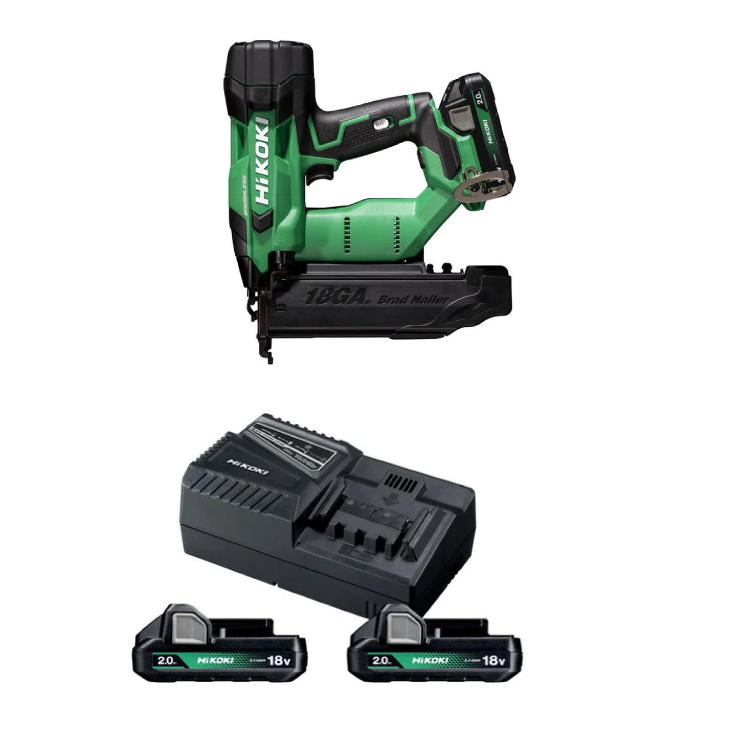 Hikoki SPIKVERKTYG NT1850DA BATTERIPAKET 2XBSL1820M/LADDAR