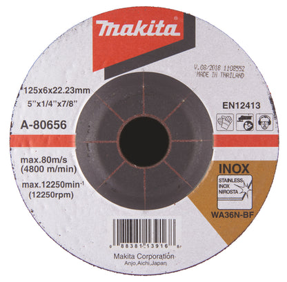 Makita Kapskiva 125 x 6 mm, WA36N, Metall, RostfriA-80656 ST