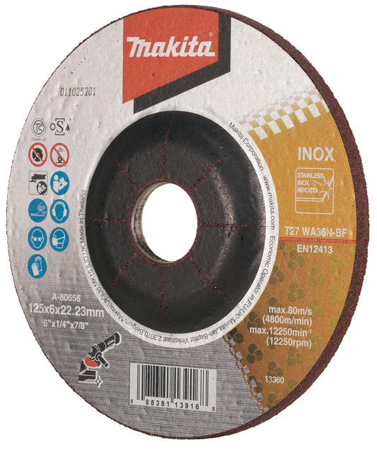 Makita Kapskiva 125 x 6 mm, WA36N, Metall, RostfriA-80656 ST