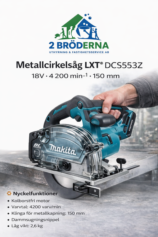 Makita DCS553Z METALLCIRKELSÅG LXT 150MM MAX 57,5MM DJUP Z-MODELL solo