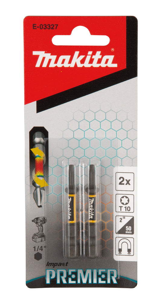 Makita Torsionsskruvbit T10 50mm 1/4 2st Impact Premier E-03327