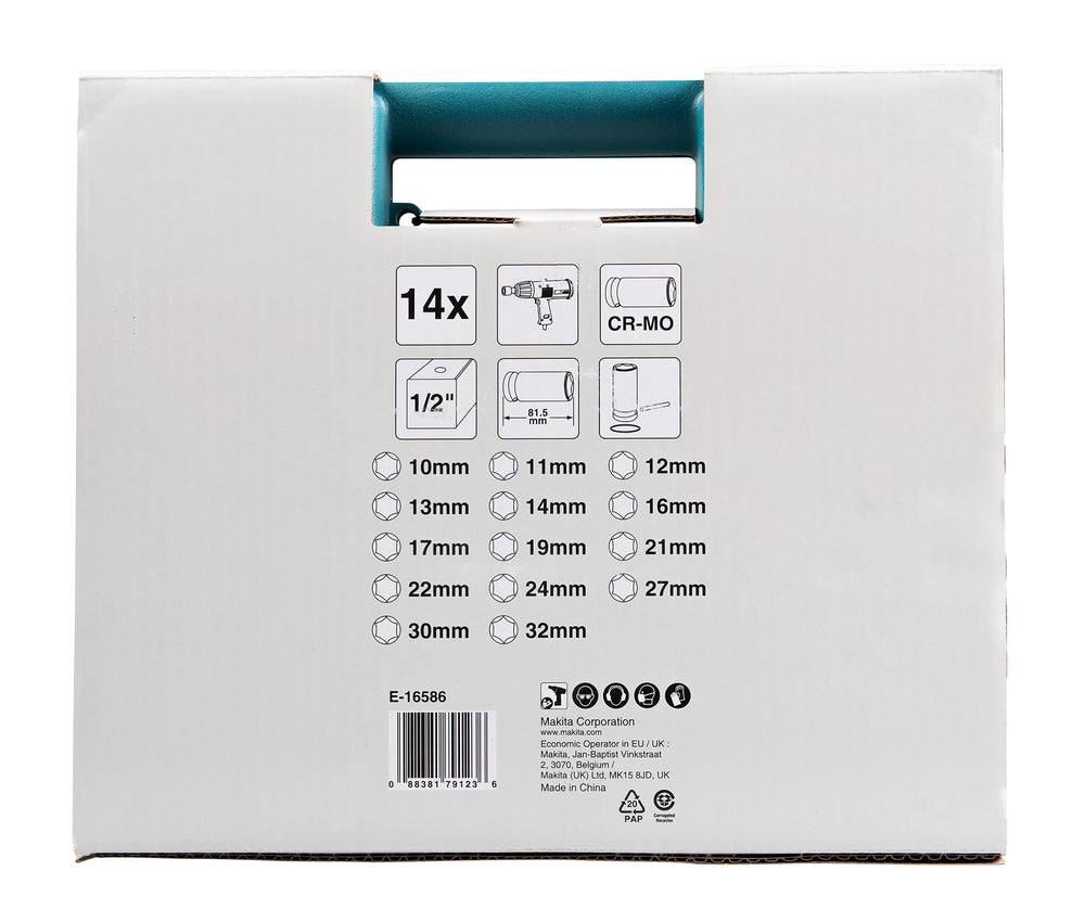 Makita E-16586 Krafthylsa set 1/2" 14-delar