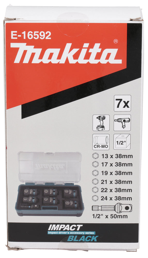 Makita Krafthylsa Impact BLACK inkl. övergång 1/4" - 1/2", längd: 44 mm E-16592