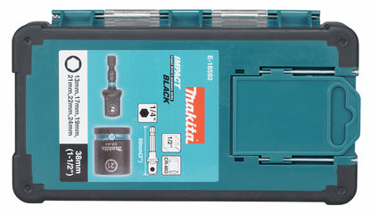 Makita Krafthylsa Impact BLACK inkl. övergång 1/4" - 1/2", längd: 44 mm E-16592