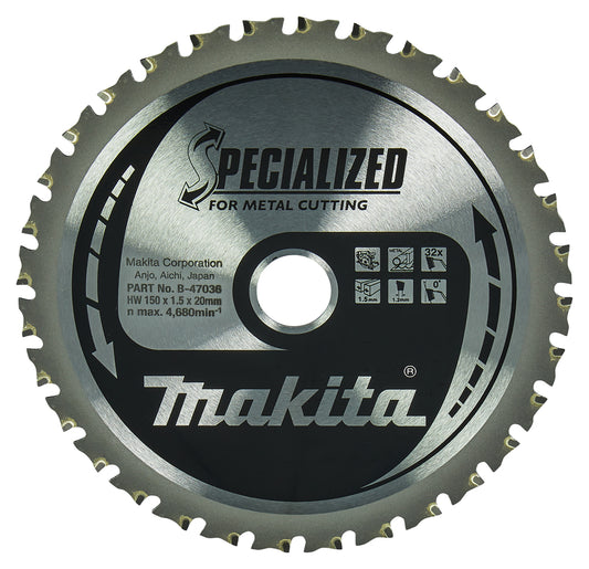 Makita Sågklinga, Specialized T.C.T, 150x20x1,5 mm, 32 T B-47036