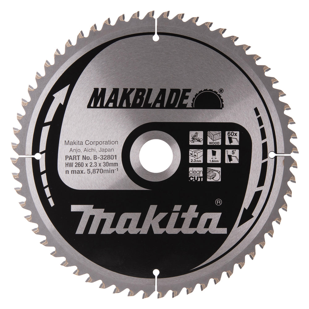 Makita Sågklinga, T.C.T, Makblade, 260 x 30 mm, 60 TB-32801