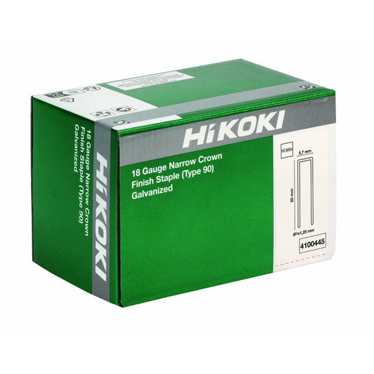 Hikoki 10000 klammer med smal krona, 18 gauge (typ 90) 5,7 x 20 x 1,25 mm galvaniserad