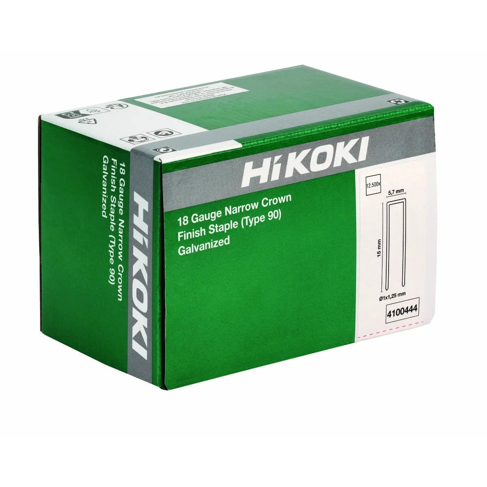 hikoki 12500 klammer med smal krona, 18 gauge (typ 90) 5,7 x 15 x 1,25 mm galvaniserad